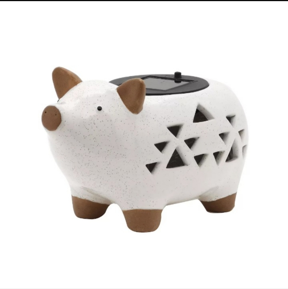 Farmhouse Pig Solar LED Lantern & Table Decor BNWT Limited Ed. RETIRED 1 LEFT!